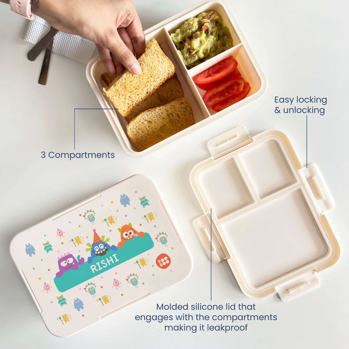 Personalised Monster Party Bento Lunch Box for Kids - image 3