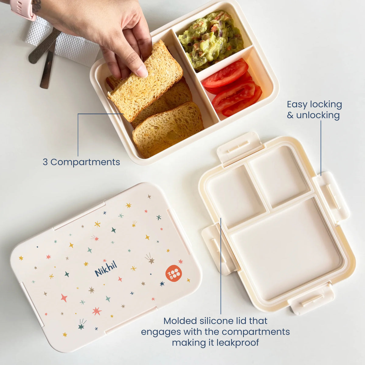 Personalised Twinkling Stars Bento Lunch Box for Kids - image 3