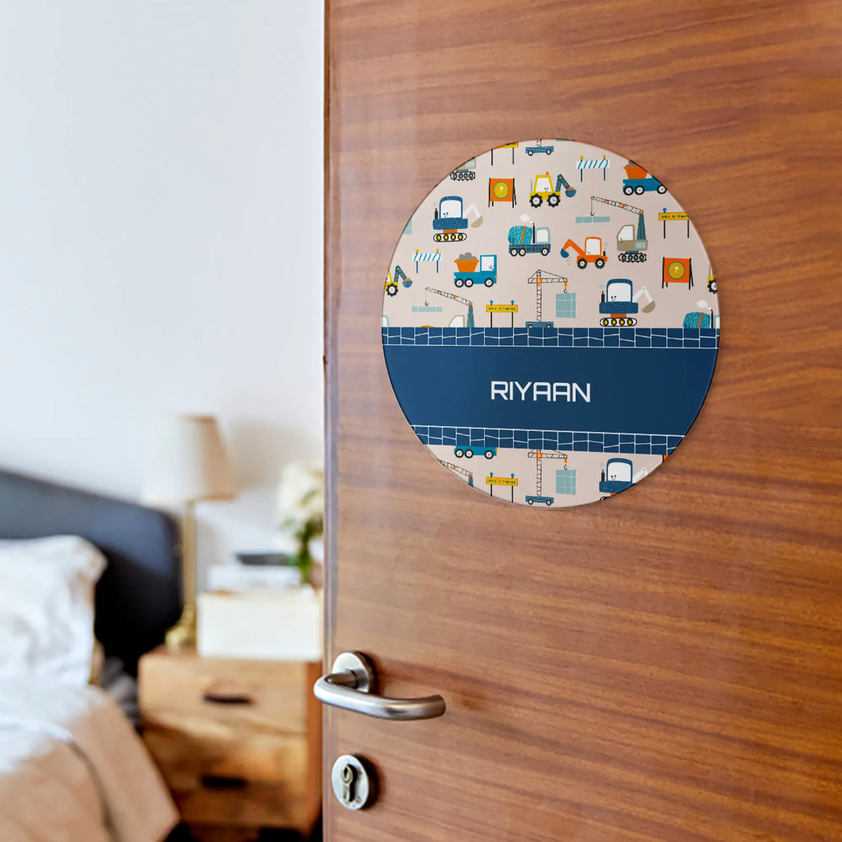 Personalised Construction Site Name Plate for Kids Room - image 2