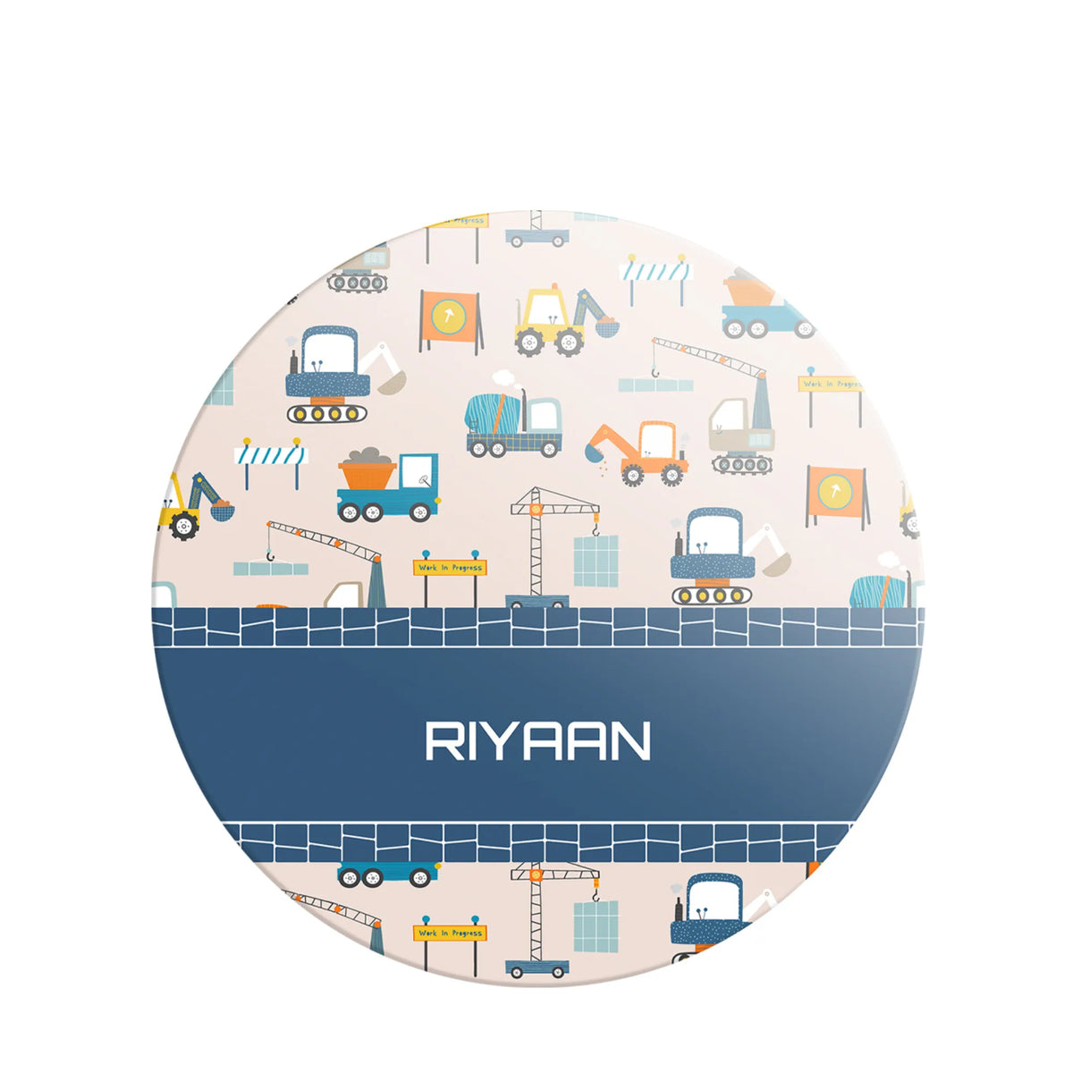 Personalised Construction Site Name Plate for Kids Room - image 1