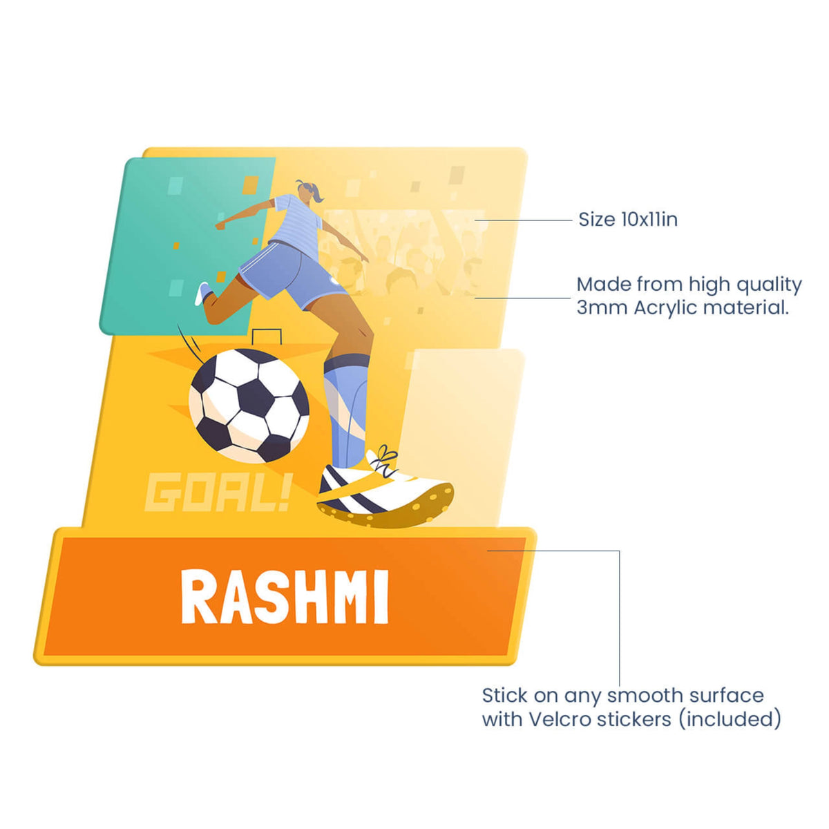Personalised Football Goals Girl Name Plate for Kids Room - image 4