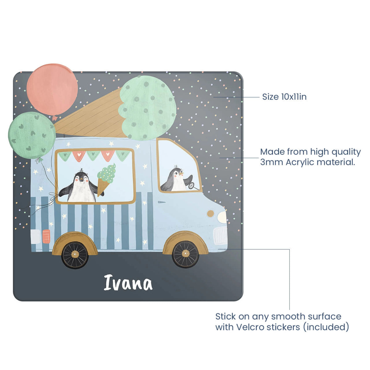 Personalised Ice Cream Fun Name Plate for Kids Room - image 4
