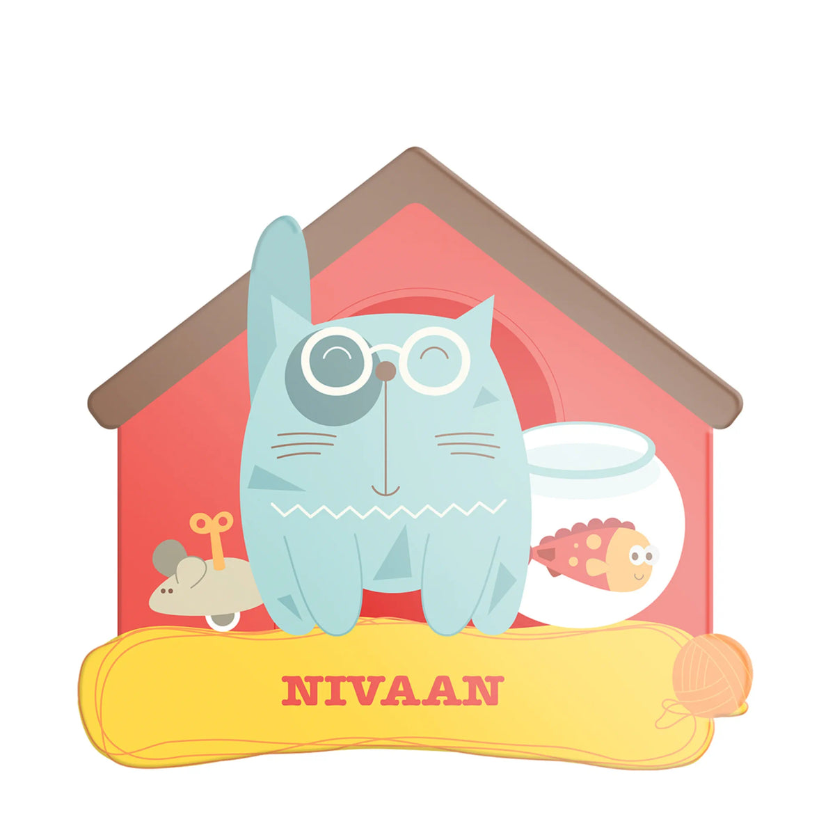 Personalised Kitty Cat Name Plate for Kids Room - image 1