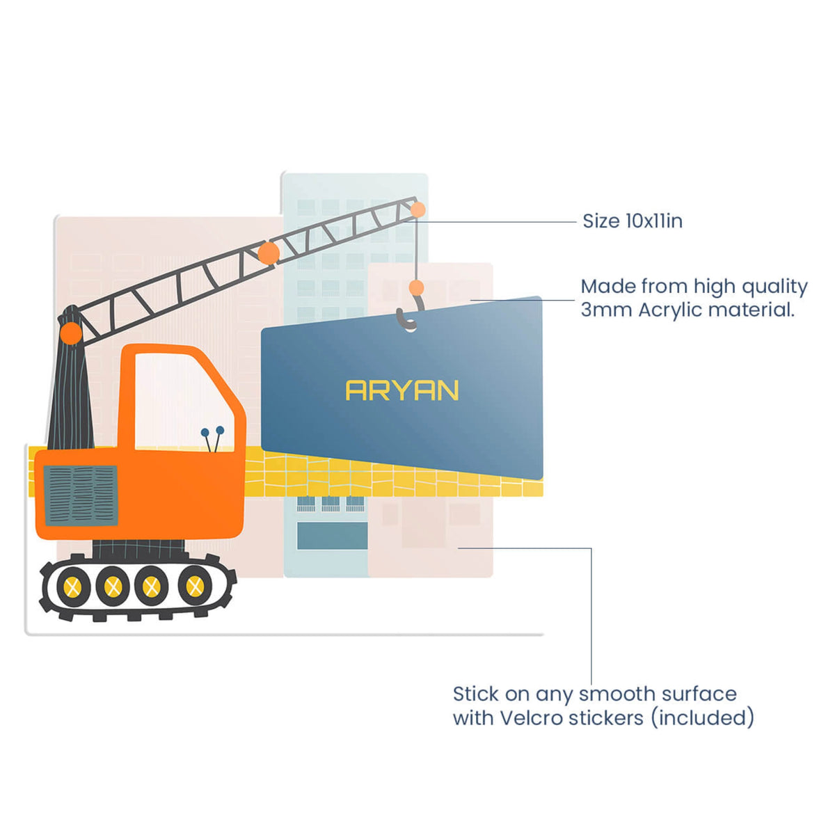 Personalised Let's Build Name Plate for Kids Room - image 4