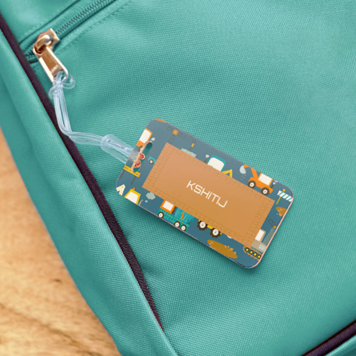 Personalised Construction Site School Bag Tags for Kids - image 3