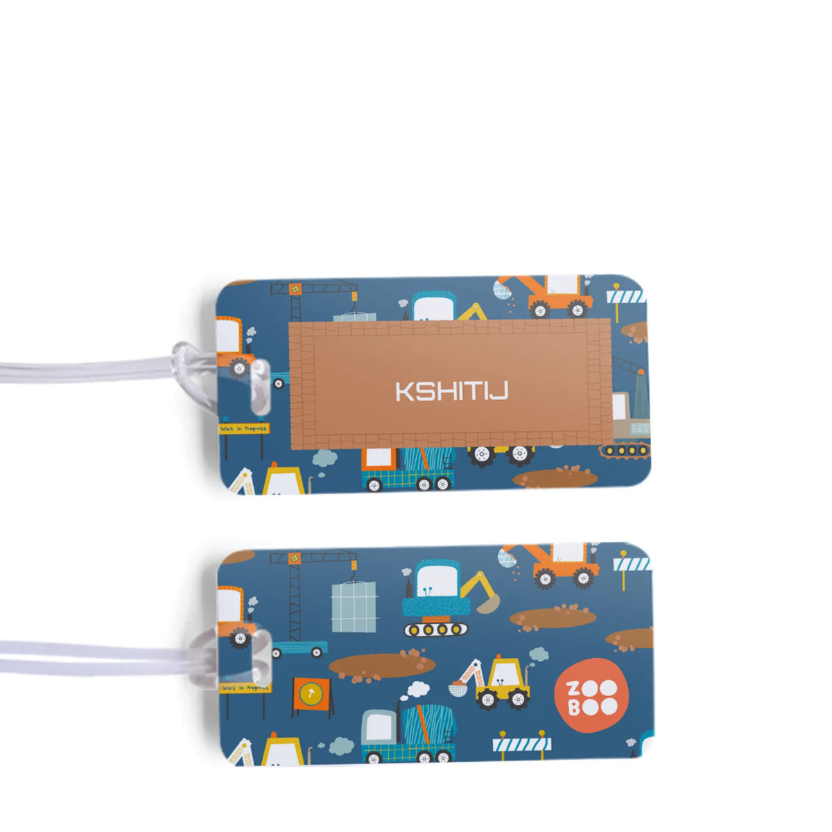 Personalised Construction Site School Bag Tags for Kids - image 1