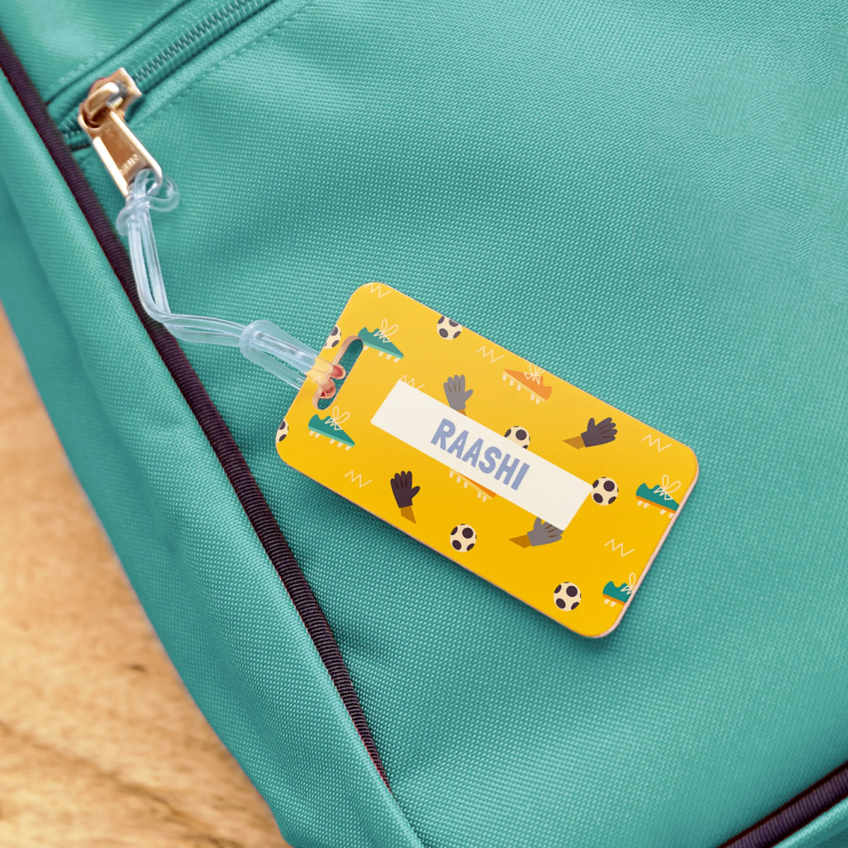Personalised Football Goals Girl School Bag Tags for Kids - image 3