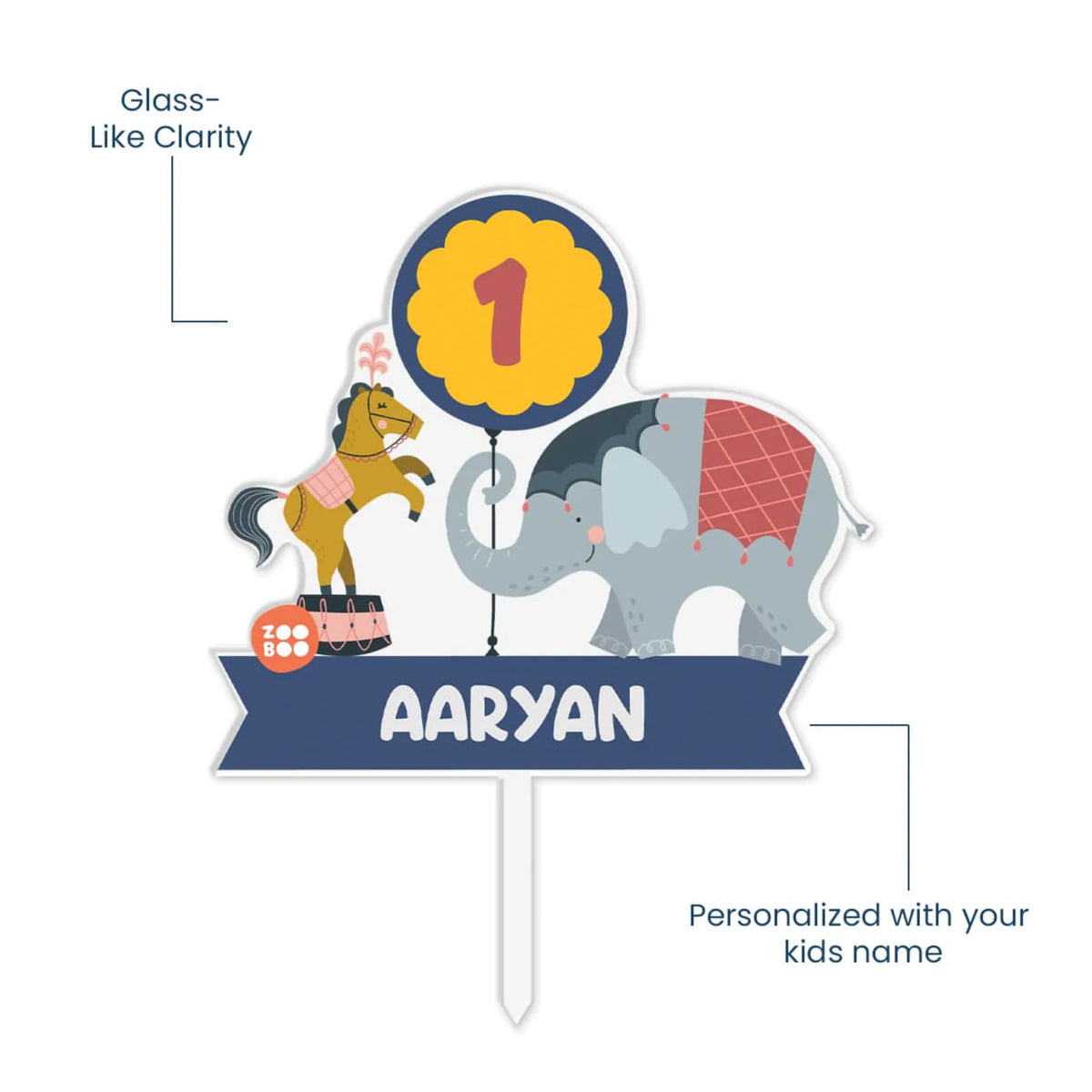 Personalised Animal Circus Birthday Cake Topper – image 5