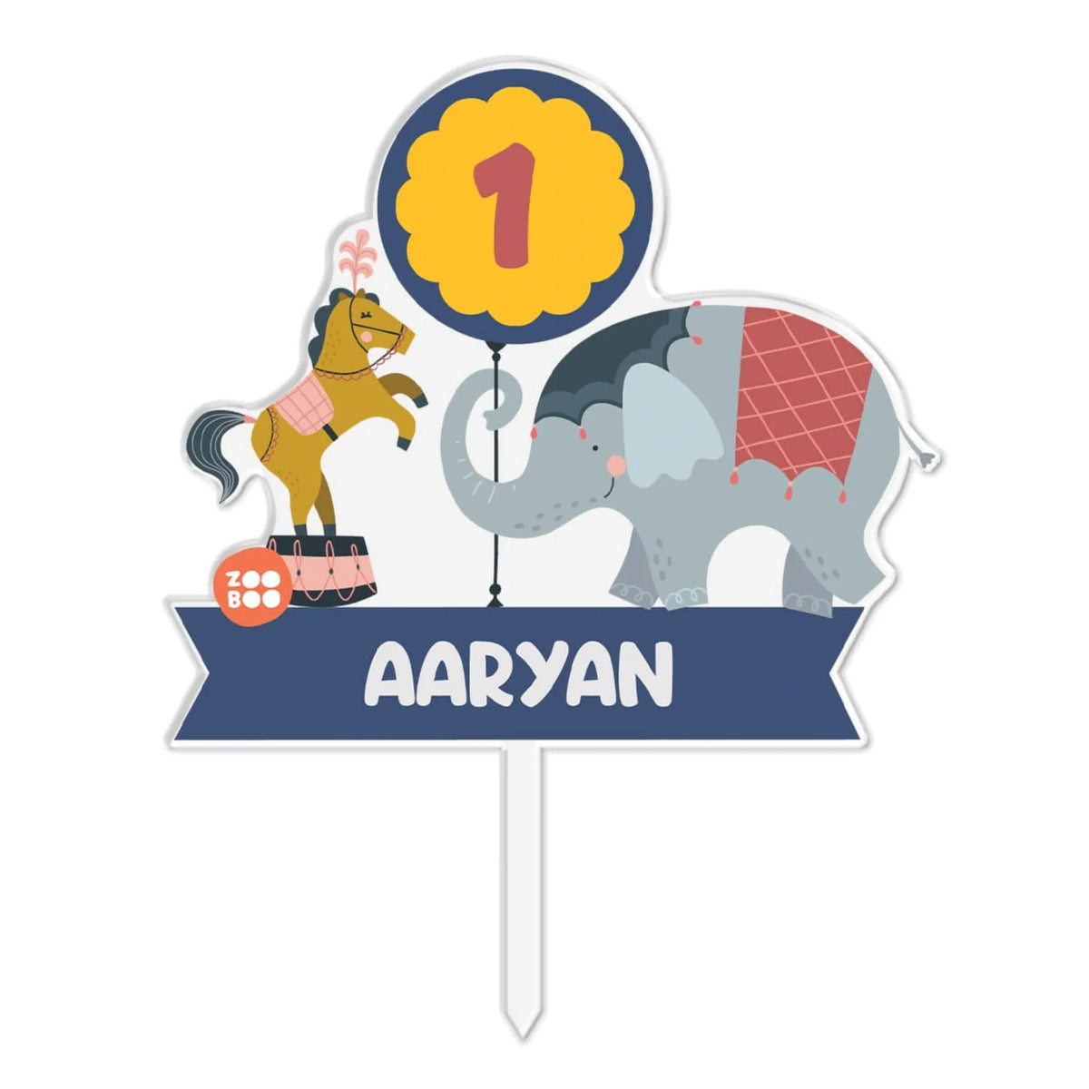 Personalised Animal Circus Birthday Cake Topper