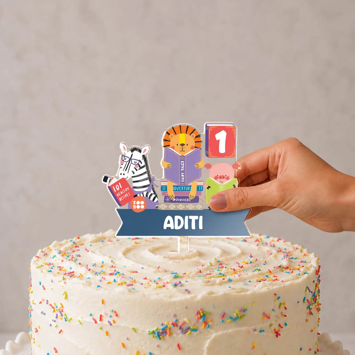 Personalised Animal Library Birthday Cake Topper – image 2