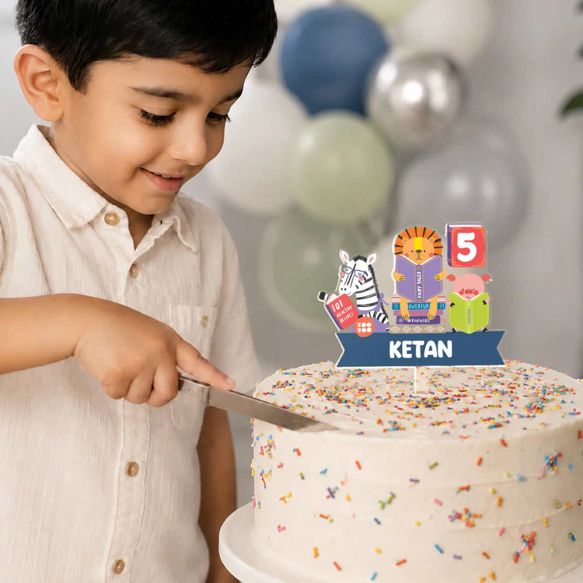 Personalised Animal Library Birthday Cake Topper – image 3