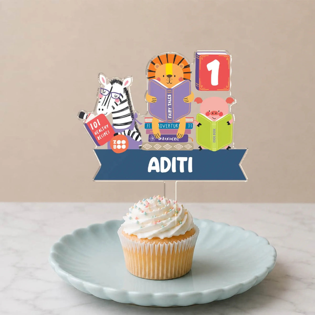 Personalised Animal Library Birthday Cake Topper – image 4