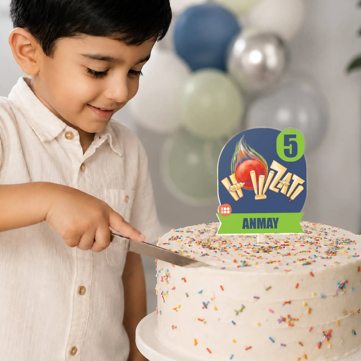 Personalised Cricket Buzz Birthday Cake Topper – image 3