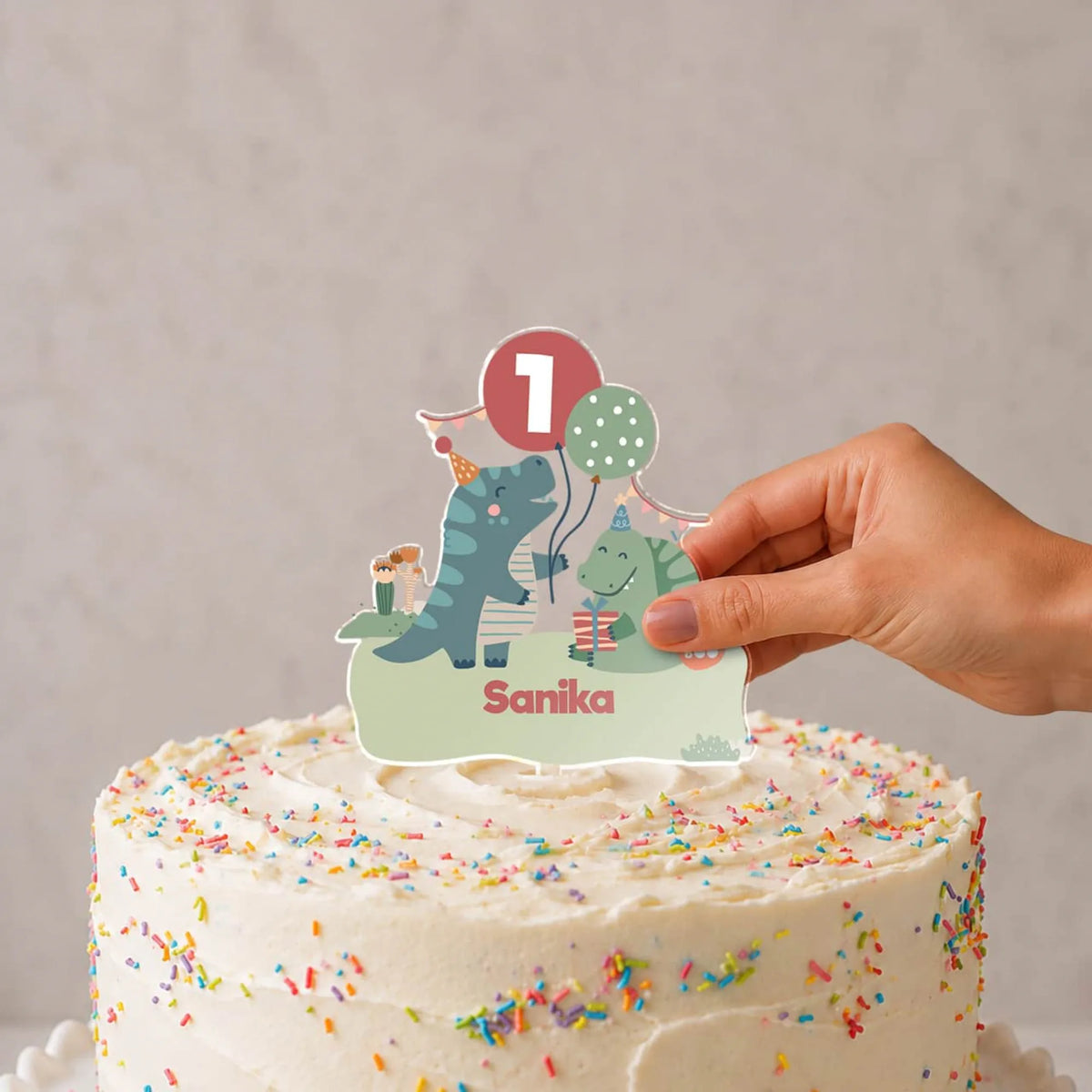 Personalised Dino Party Birthday Cake Topper – image 2