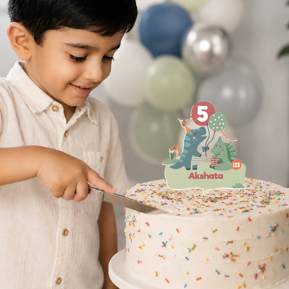 Personalised Dino Party Birthday Cake Topper – image 3