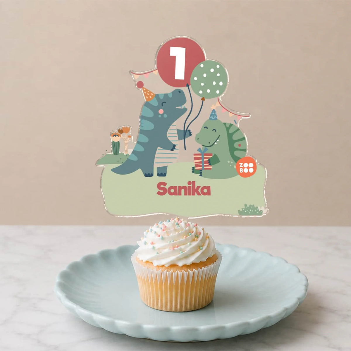 Personalised Dino Party Birthday Cake Topper – image 4