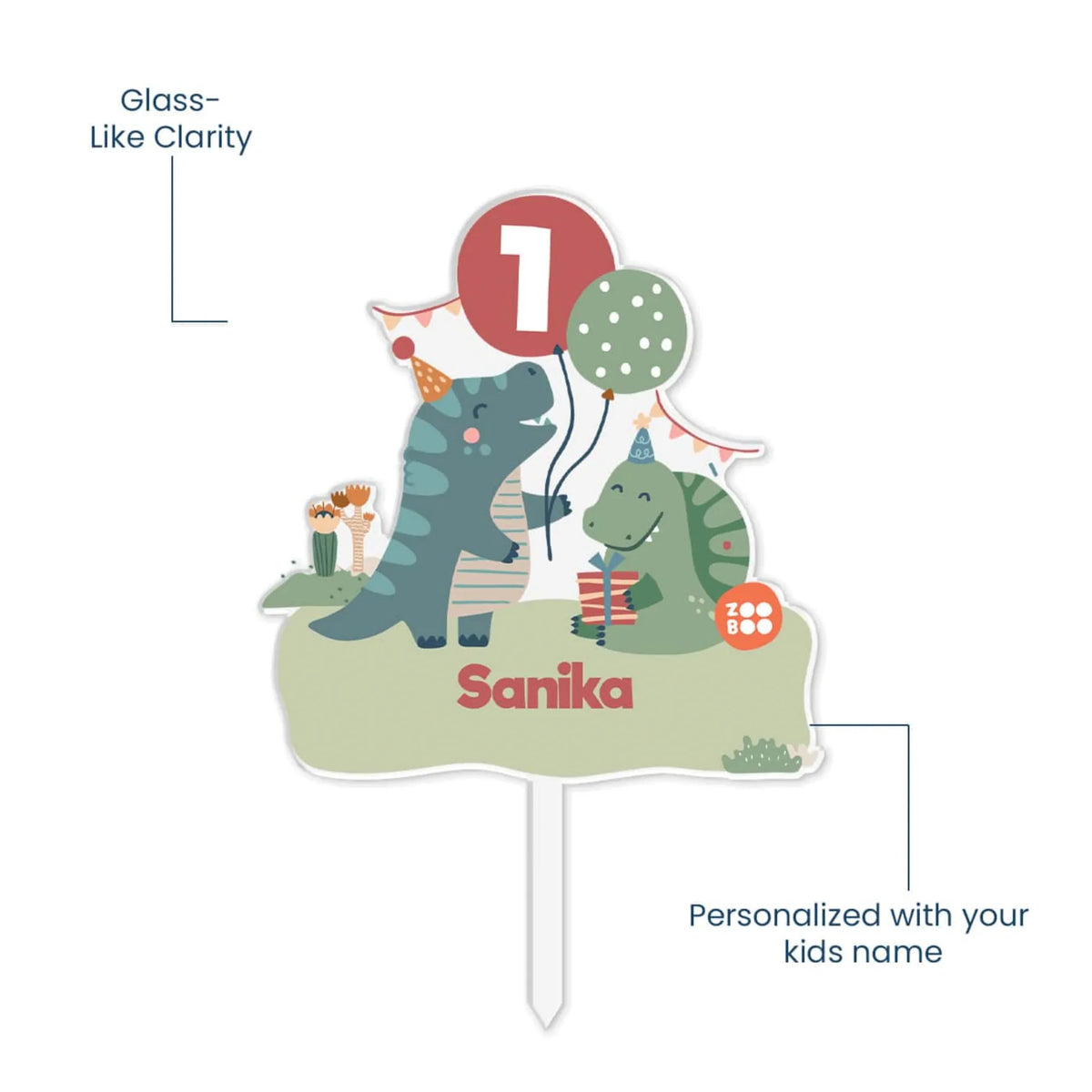 Personalised Dino Party Birthday Cake Topper – image 5