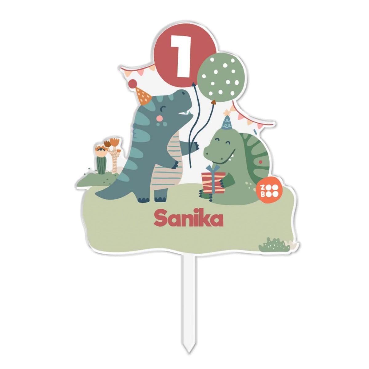 Personalised Dino Party Birthday Cake Topper