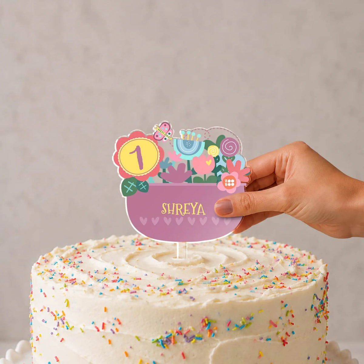 Personalised Flower Power Birthday Cake Topper – image 2