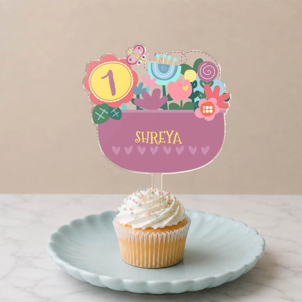 Personalised Flower Power Birthday Cake Topper – image 4