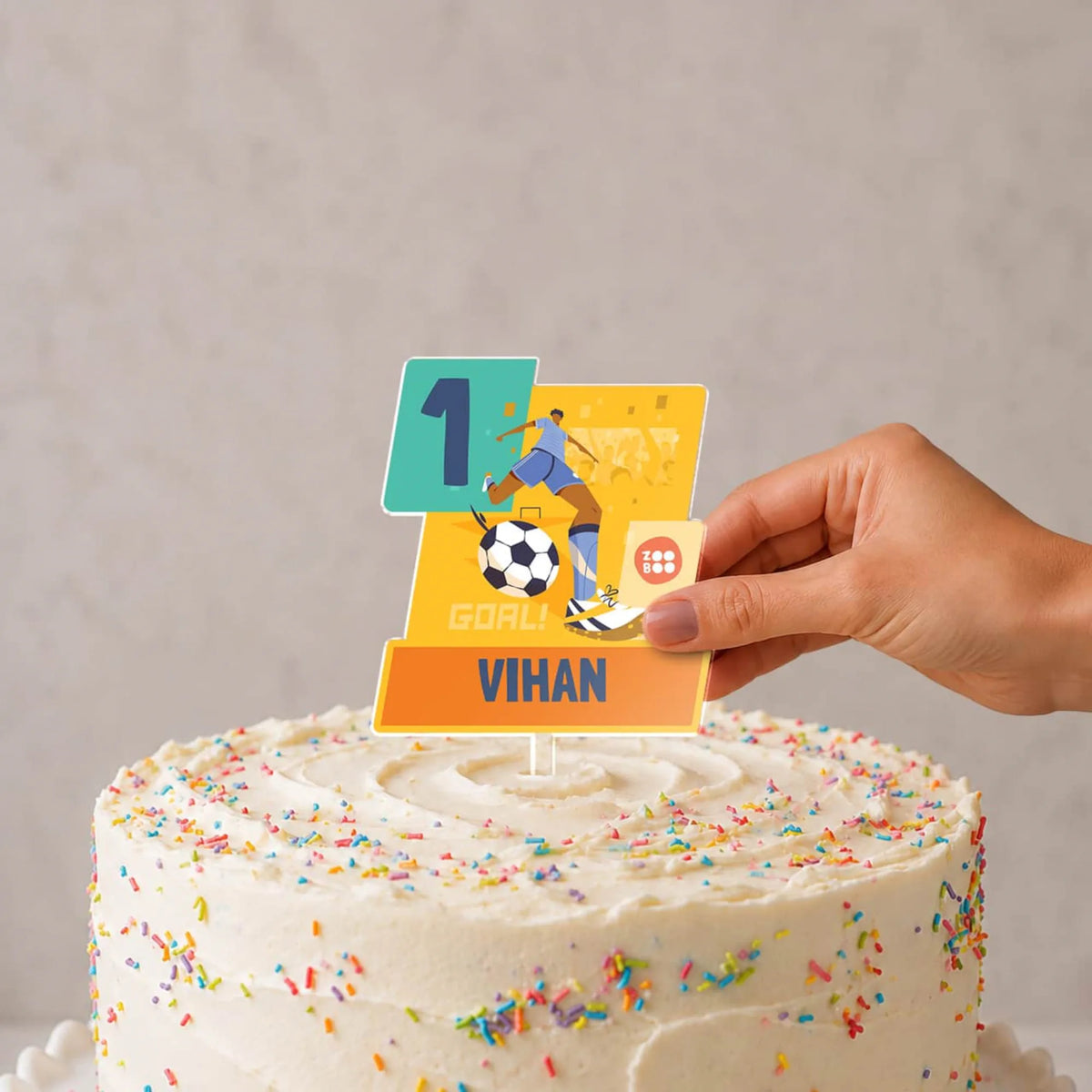 Personalised Football Goals Boy Birthday Cake Topper – image 2