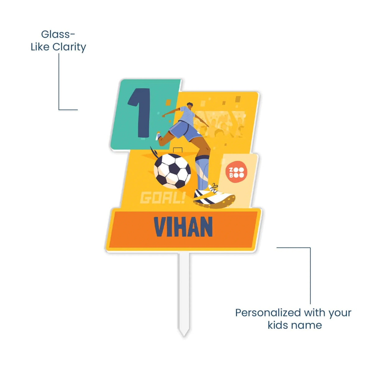 Personalised Football Goals Boy Birthday Cake Topper – image 5