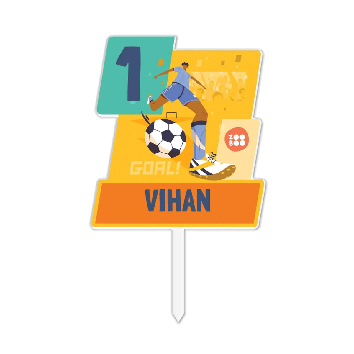Personalised Football Goals Boy Birthday Cake Topper