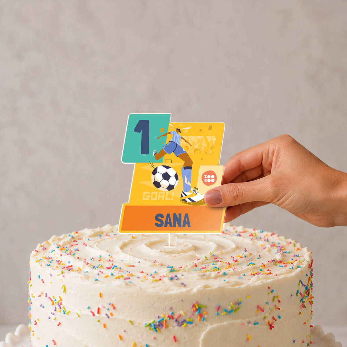 Personalised Football Goals Girl Birthday Cake Topper – image 2