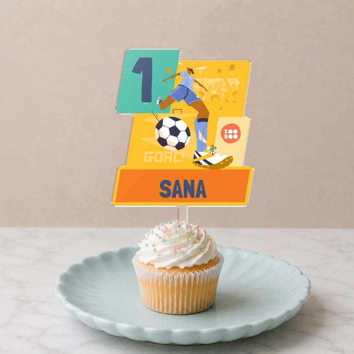 Personalised Football Goals Girl Birthday Cake Topper – image 4