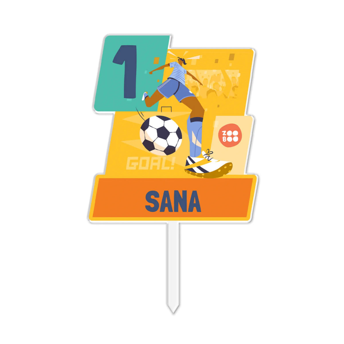 Personalised Football Goals Girl Birthday Cake Topper
