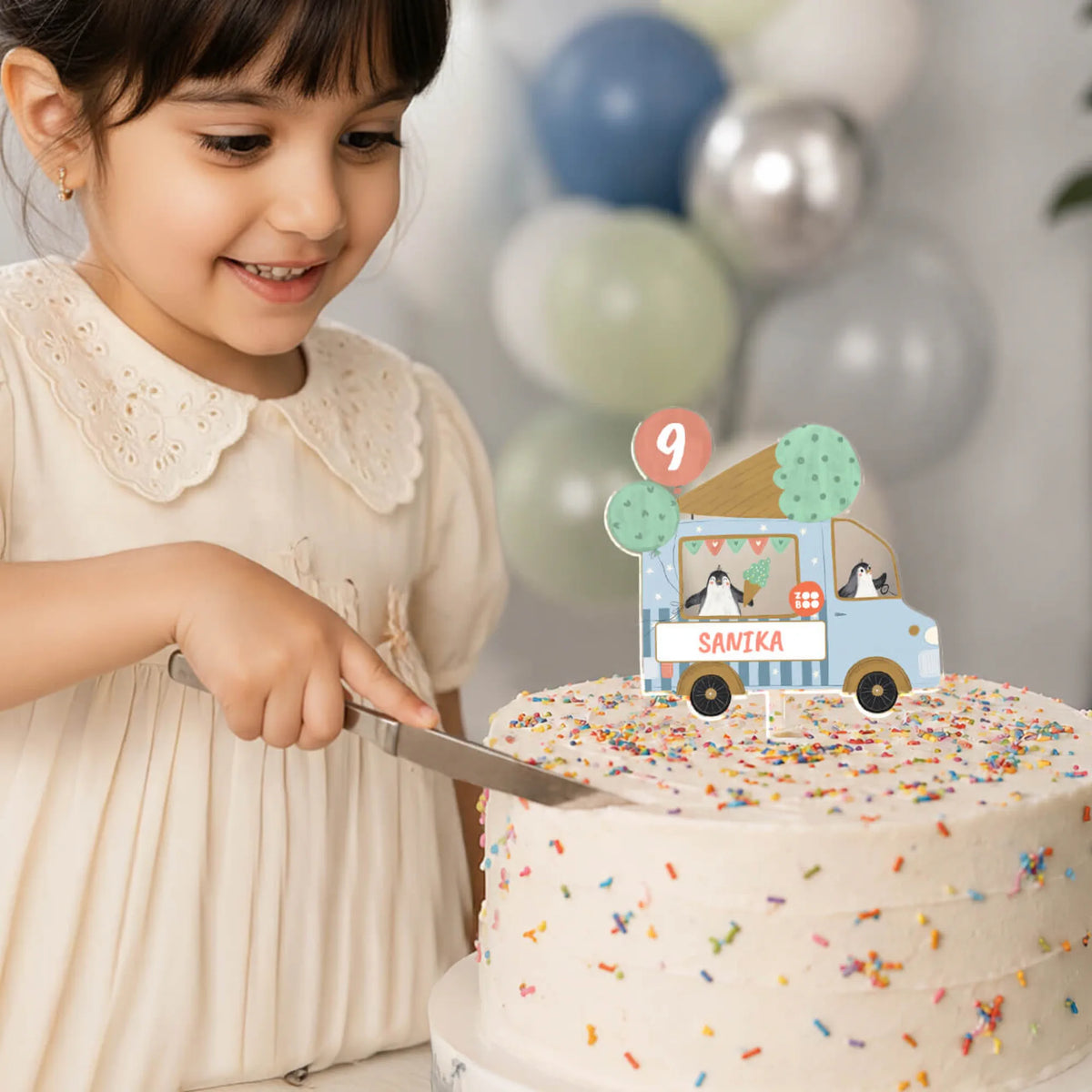 Personalised Ice Cream Fun Birthday Cake Topper – image 3