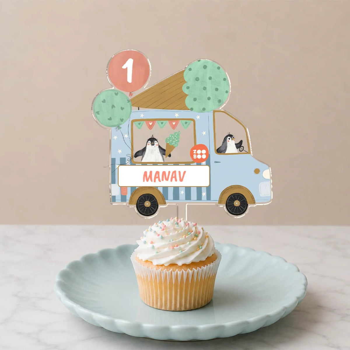 Personalised Ice Cream Fun Birthday Cake Topper – image 4