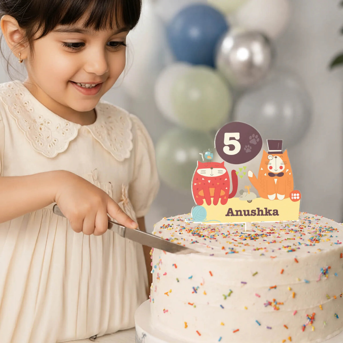 Personalised Kitty Cat Birthday Cake Topper – image 3