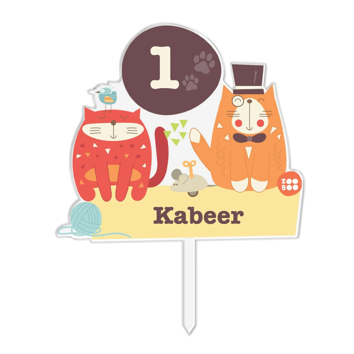 Personalised Kitty Cat Birthday Cake Topper