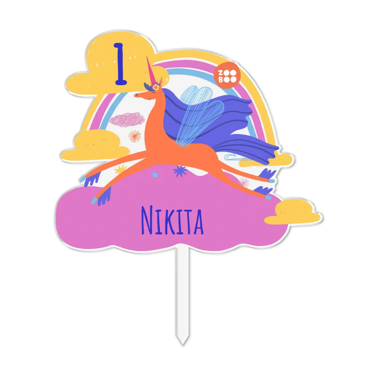 Personalised Magical Unicorn Birthday Cake Topper