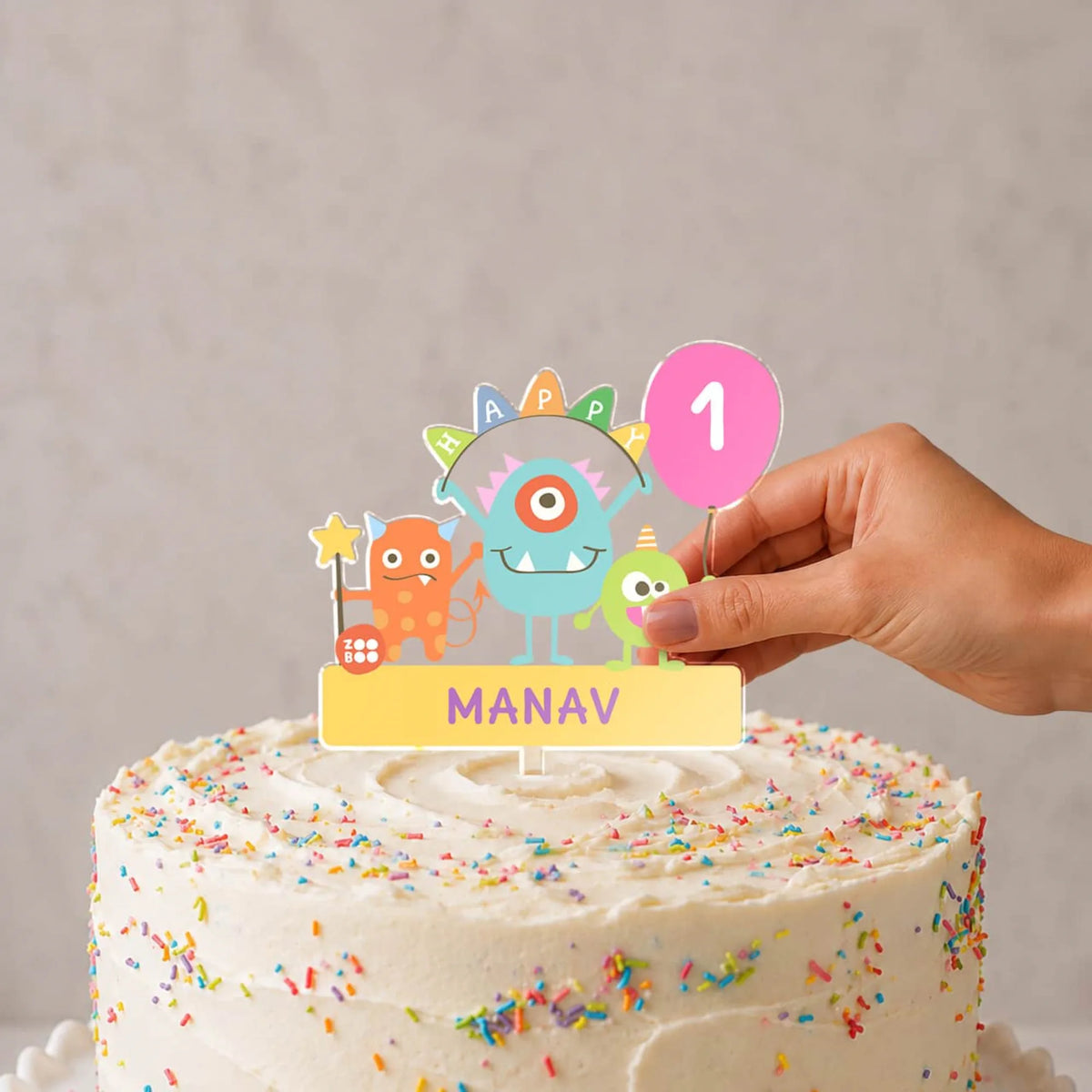 Personalised Monster Party Birthday Cake Topper – image 2