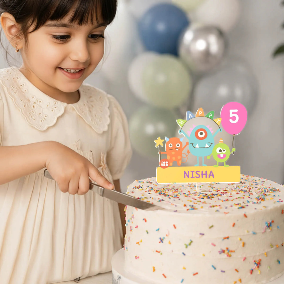 Personalised Monster Party Birthday Cake Topper – image 3
