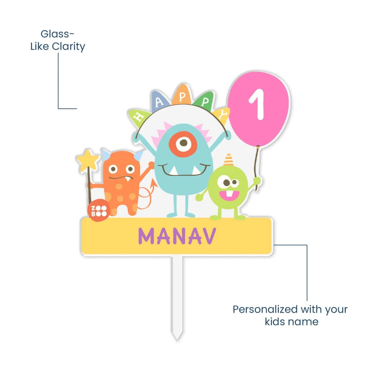 Personalised Monster Party Birthday Cake Topper – image 5