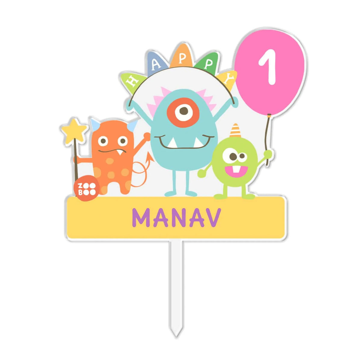Personalised Monster Party Birthday Cake Topper