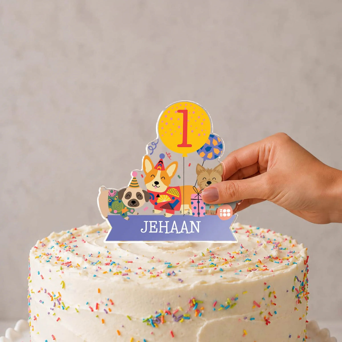 Personalised Paw Party Birthday Cake Topper – image 2
