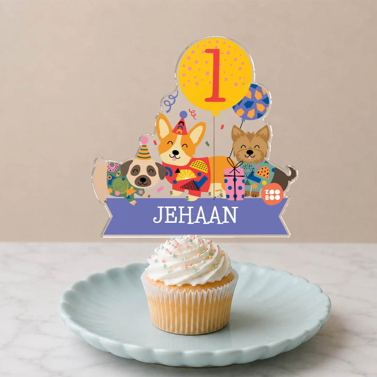 Personalised Paw Party Birthday Cake Topper – image 4