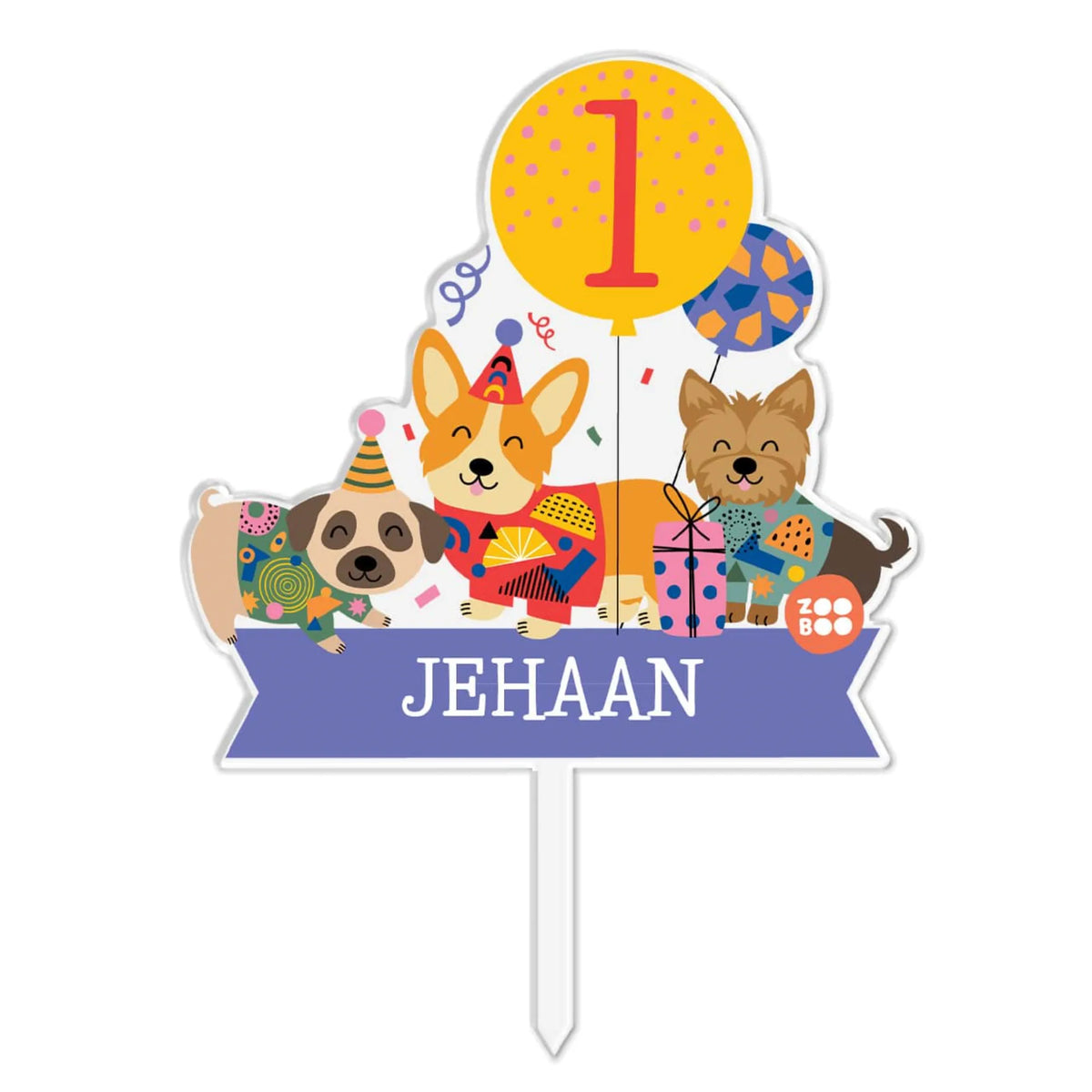 Personalised Paw Party Birthday Cake Topper