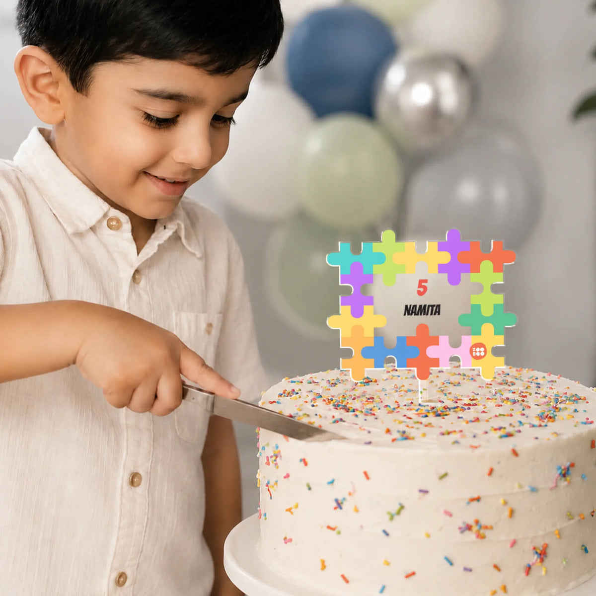 Personalised Puzzle Pop Birthday Cake Topper – image 3