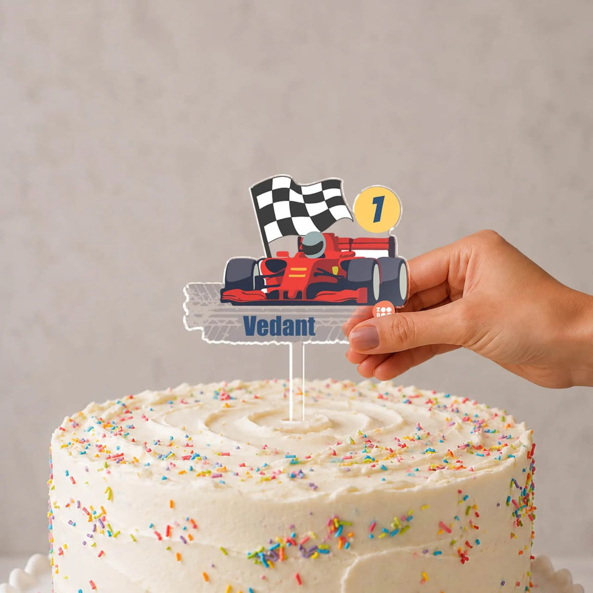Personalised Racing Car Birthday Cake Topper – image 2