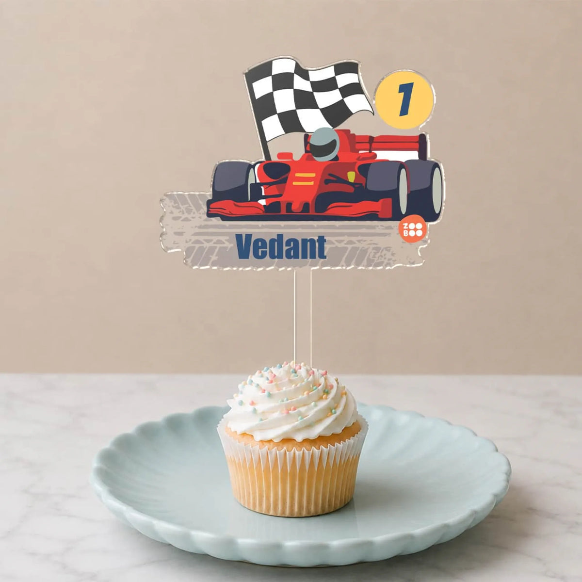 Personalised Racing Car Birthday Cake Topper – image 4