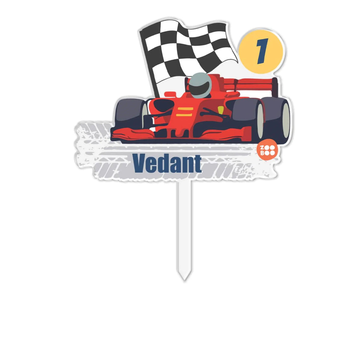 Personalised Racing Car Birthday Cake Topper
