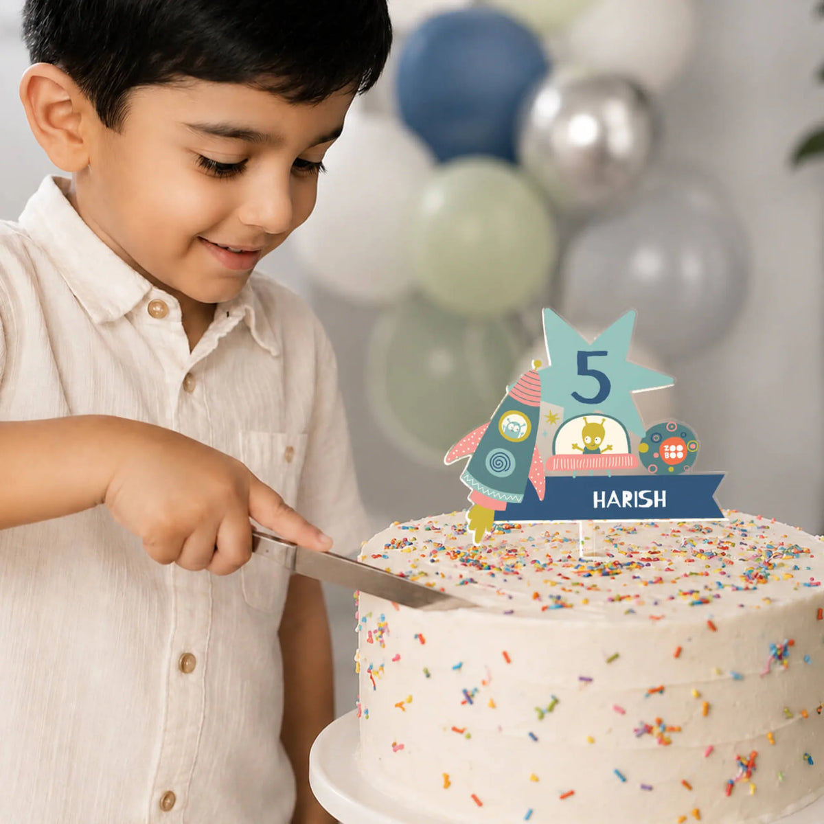 Personalised Space Explorer Birthday Cake Topper – image 3