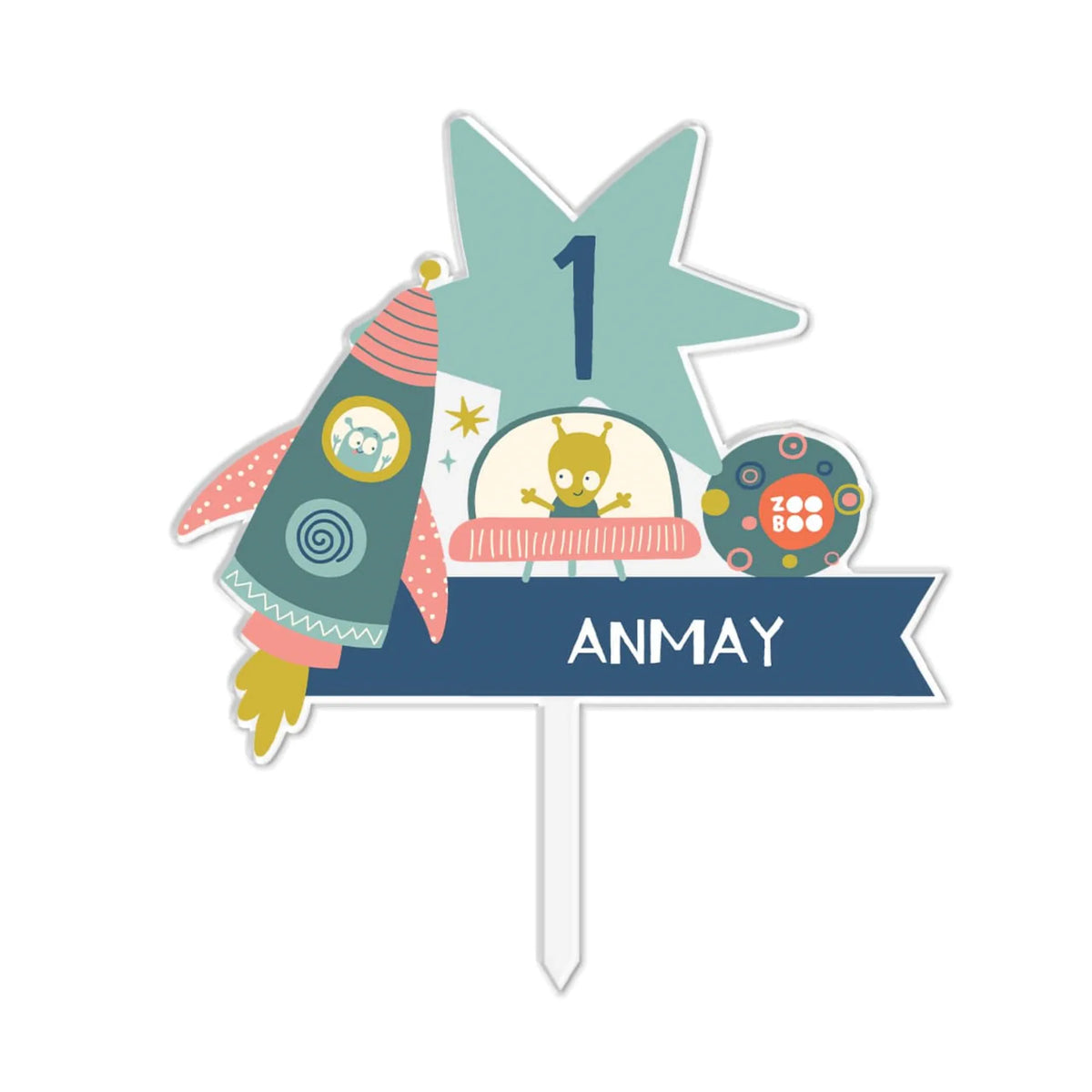Personalised Space Explorer Birthday Cake Topper