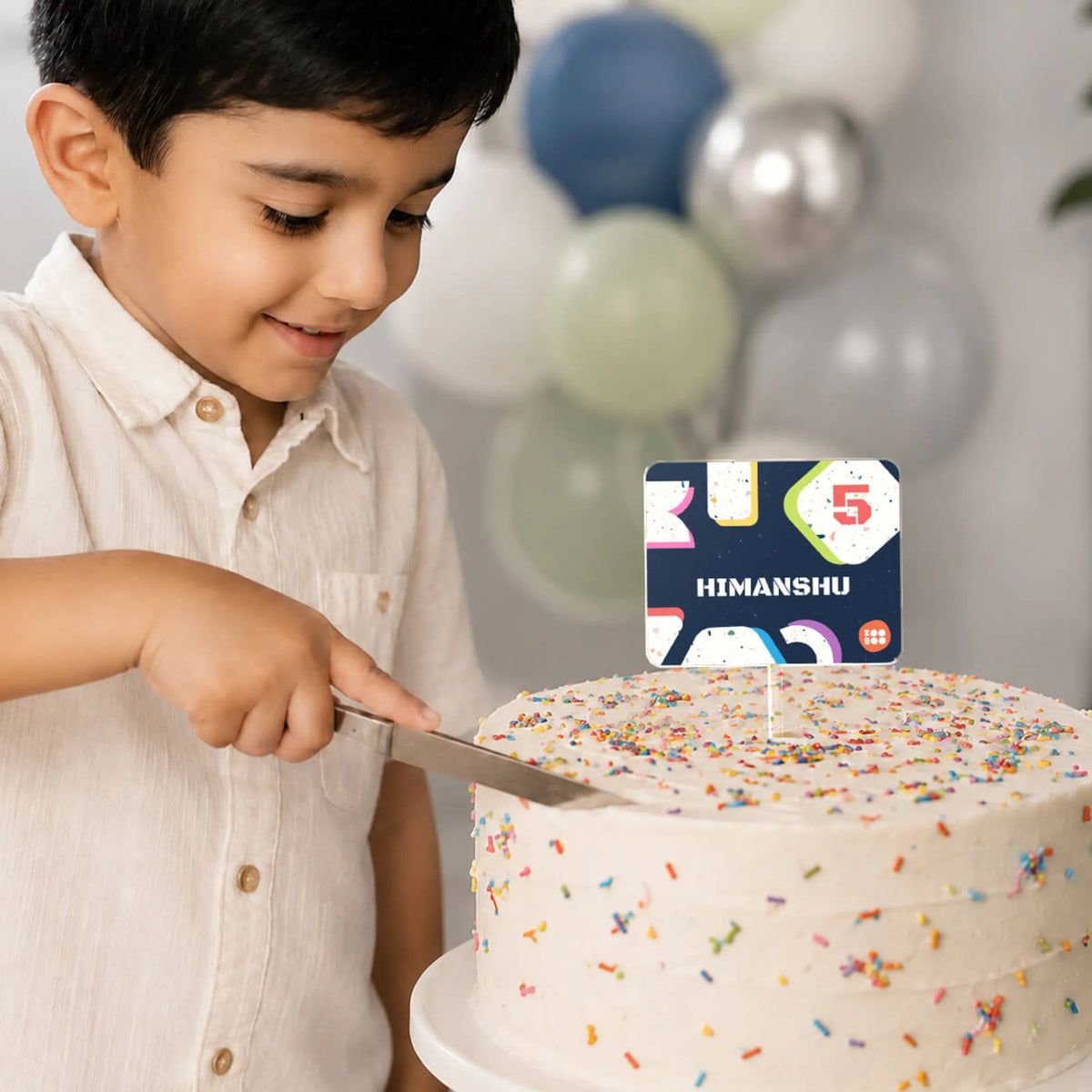Personalised Terrazzo Pop Birthday Cake Topper – image 3