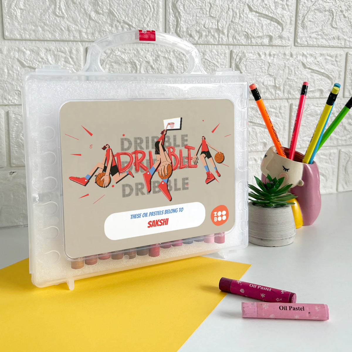 Personalised Basketball Fever Girl Faber-Castell Crayon Box for Kids - image 2